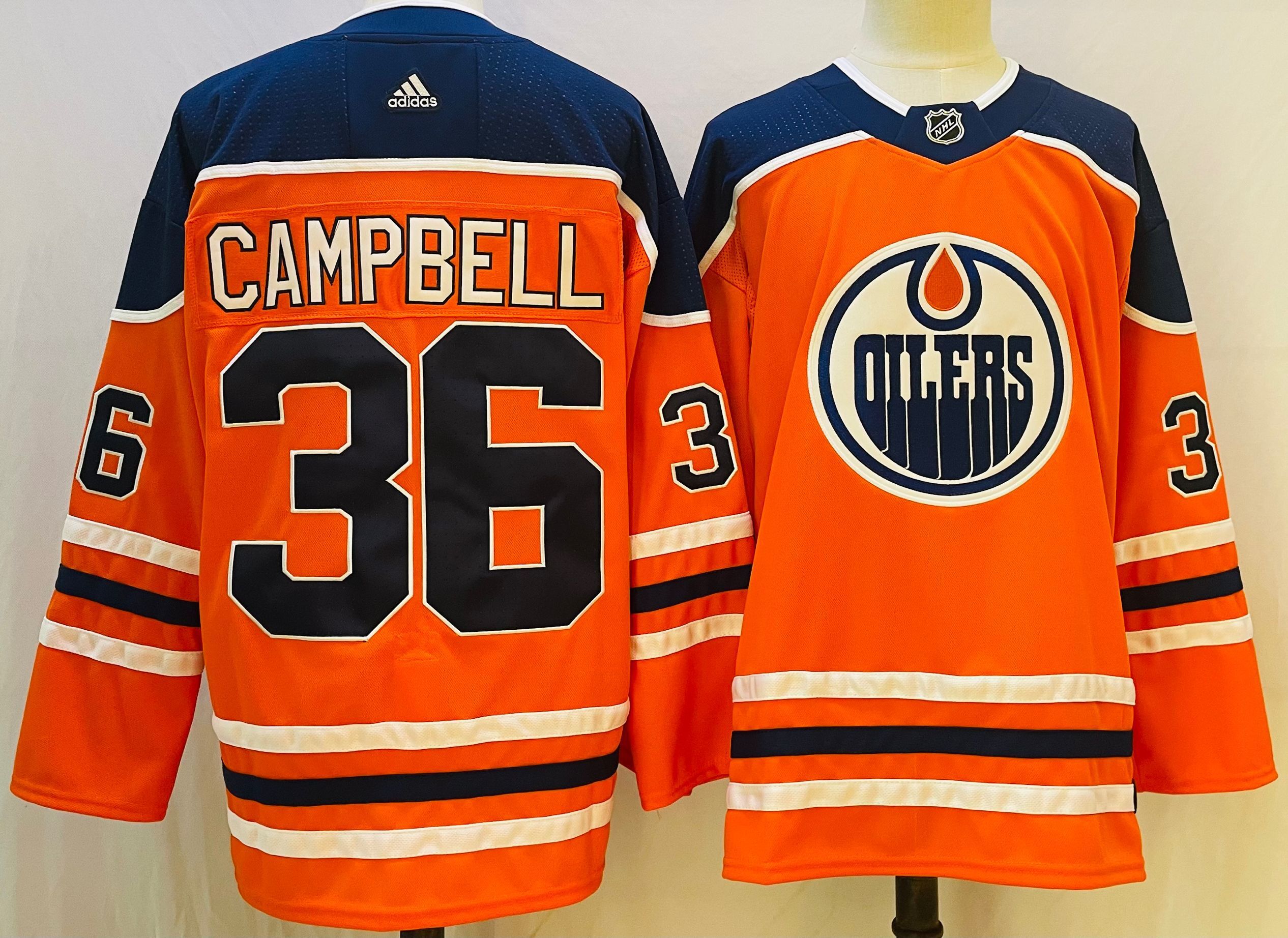 Men Edmonton Oilers #36 Campbell Orange Throwback 2022 Adidas NHL Jersey